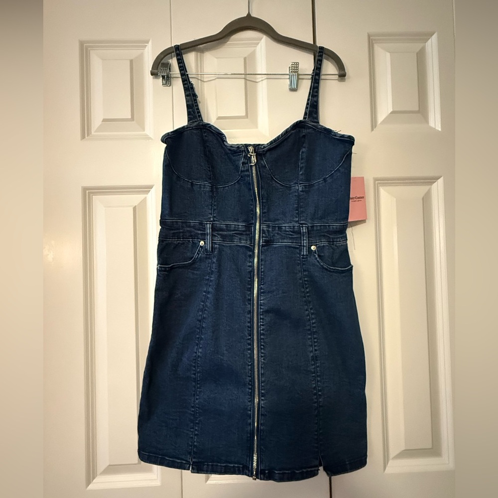 Juicy Couture Dark Blue Denim Mini Dress with Front Zip